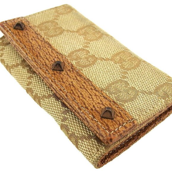 Authentic Used  GUCCI Key Case GG Canvas Beige Canvas ~ Leather - Picture 4 of 8